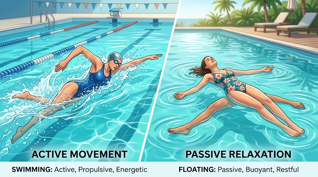 swimming or floating